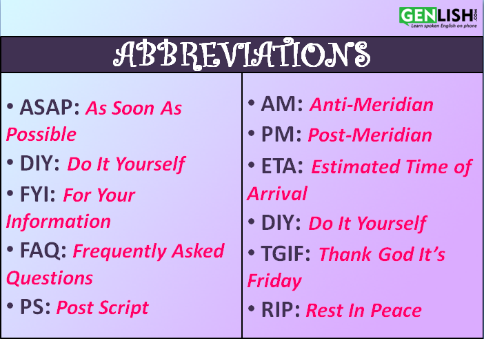 abbreviations-genlish